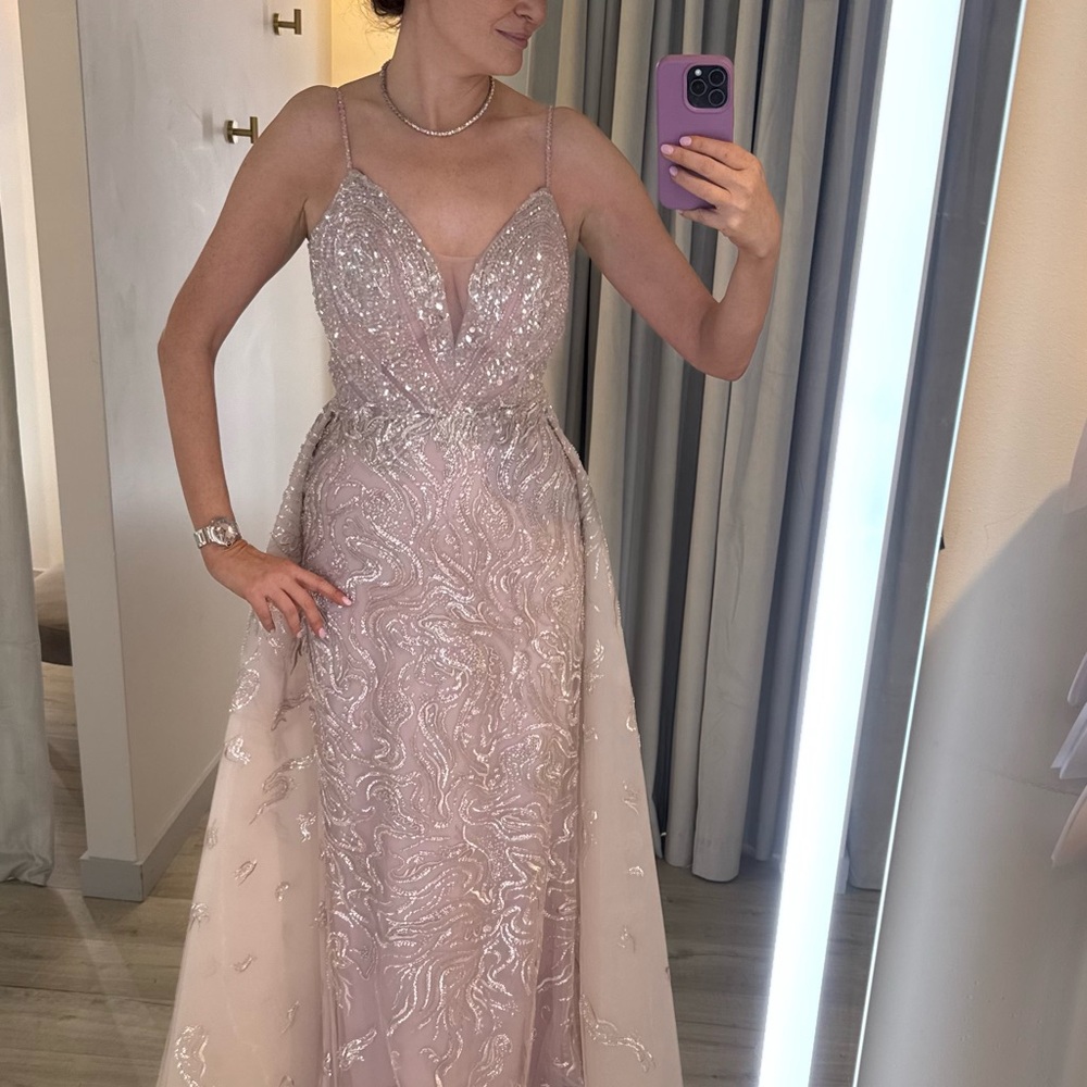 Catwalk Couture blush sequin beaded gown